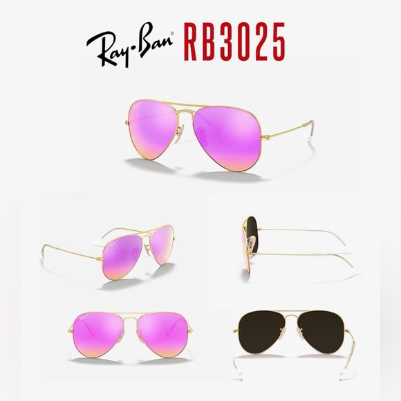 Ray-Ban Gold Frame Sunglasses with Pink Lenses